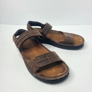 Naot Arthur Brown Leather Crazy Horse Men's Sandals Adjustable Strap EU 43 US 10